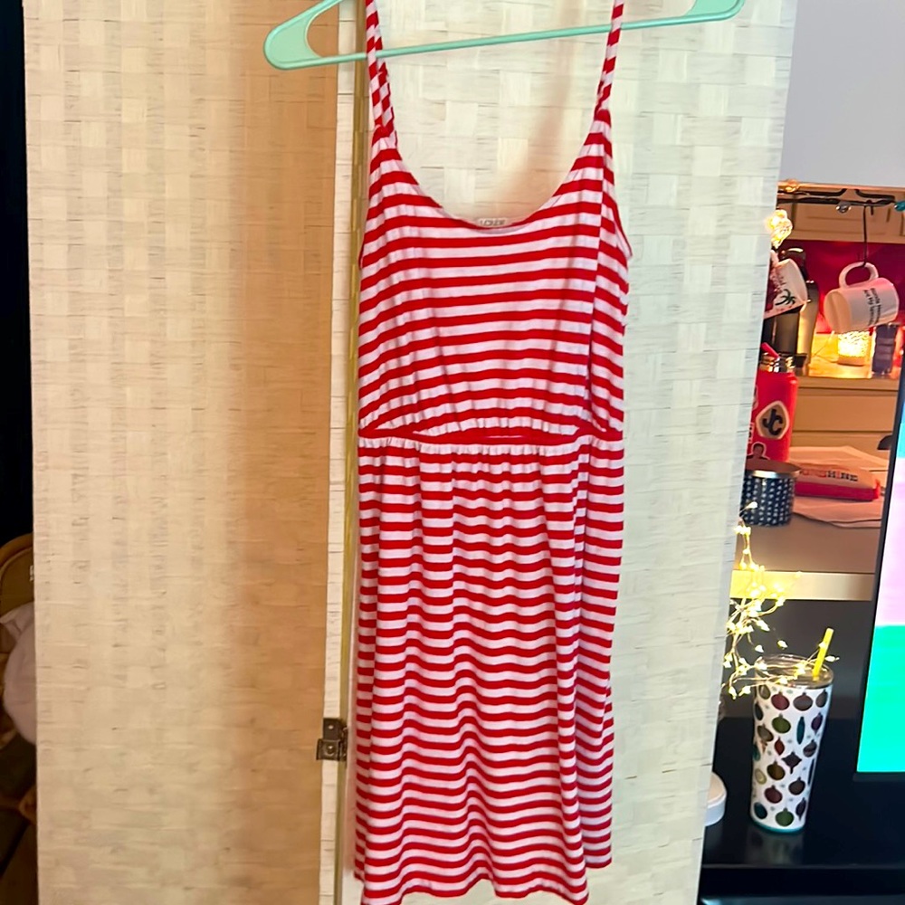 ⚓️‼️FINAL SALE‼️J. Crew orange 🍊 and white striped dress with spaghetti straps